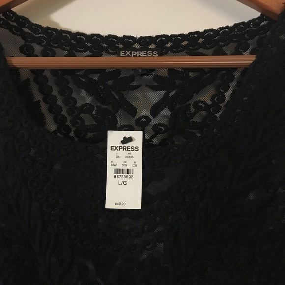 NWT Express Sheer Black Tunic with Embroidery - Picture 2 of 4